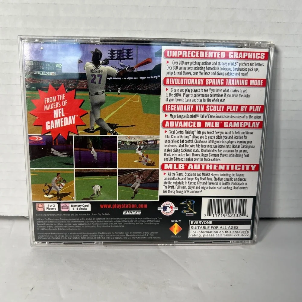 MLB 99 Sony PlayStation 1 PS1 1998 Baseball Video Game SCUS-94233 Vin Scully